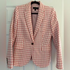 J. Crew Pink and White Checkered Blazer